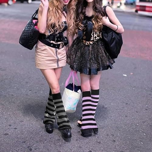 Moon Wood Leg Warmers for Girls Women Kawaii Harajuku Flared Knitted Leg Warmer Goth Cute Lolita Socks thumbnail 5