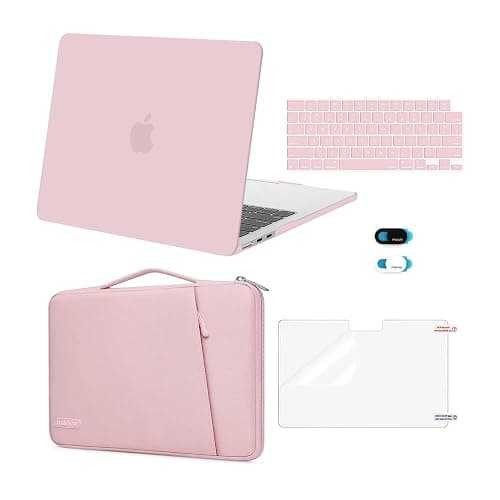 MOSISO Compatible with MacBook Air 13 inch Case 2025 2024 2023 2022 M4 A3240 M3 A3113 M2 A2681, Plastic Hard Shell Case&360 Protective Bevel Bag&Keyboard Cover&Webcam Cover&Screen Film, Baby Pink - Image 1