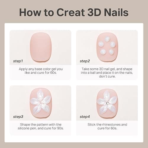 MIZHSE Clear 3D Skulptur Nail Gel, 3D Gel Nail Art für Modellierung, Clear Skulptur Nagel Glue Non Stick Hand, Rhinestone Glue für Nails Art mit Silikon Nagel Pinsel, DIY Maniküre Werkzeug 30g 1PC thumbnail 7