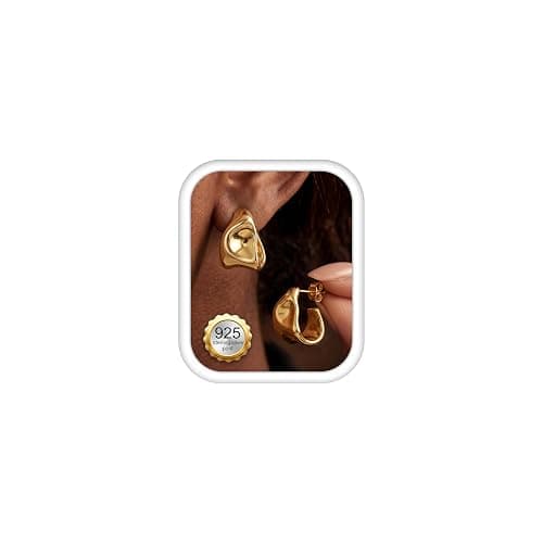 Chunky Gold Stud Earrings for Women Sterling Silver Earring Hypoallergenic | Non Tarnish 14K Gold Plated 925 Silver Posts for Sensitive Ears,Knot Statement Dangle Earrings Gold Jewelry Gifts Lightweight - Image 1