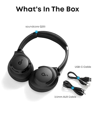 soundcore by Anker Q20i Hybrid Active Noise Cancelling Headphones, Wireless Over-Ear Bluetooth, 40H Long ANC Playtime, Hi-Res Audio, Big Bass, Customize via an App, Transparency Mode, Ideal for Travel thumbnail 8