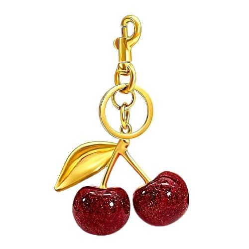 Sparkling Cherry Keychain for Women, Cute Bag Charm & Purse Accessory, Handbag Keyring Charm Gifts - Image 1