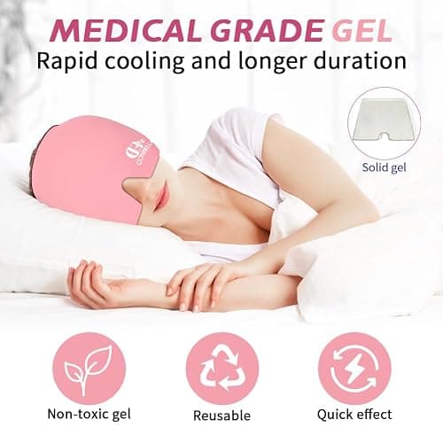 Conbella Migraine Relief Cap, Soothing Headache Ice Face Mask Products | Hot and Cold Therapy, Migraine Headache Relief Cap for Migraine, Sinus, Puffy Eyes, Tension, Stress and Hangover thumbnail 5
