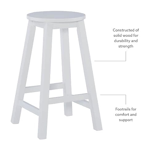 Zeke White 24" Counter Stool with Round Seat by Linon thumbnail 8