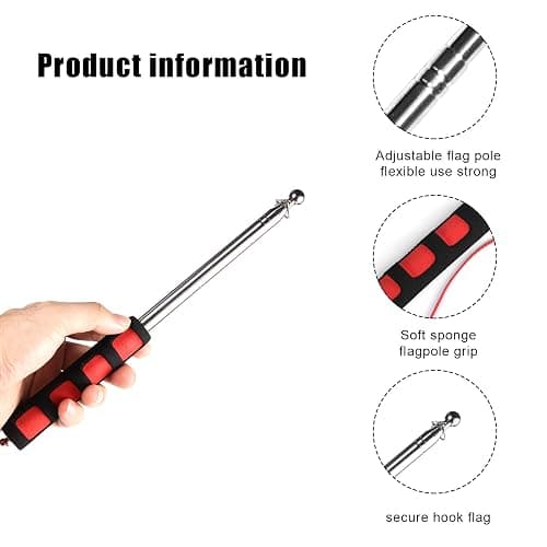 4pcs Horse Training Flag, 5.25 Feet Red Telescopic Flag Poles with 17.1x17.1inch Retractable Horse Training Equipment Horse Flag (Four Colors) thumbnail 5
