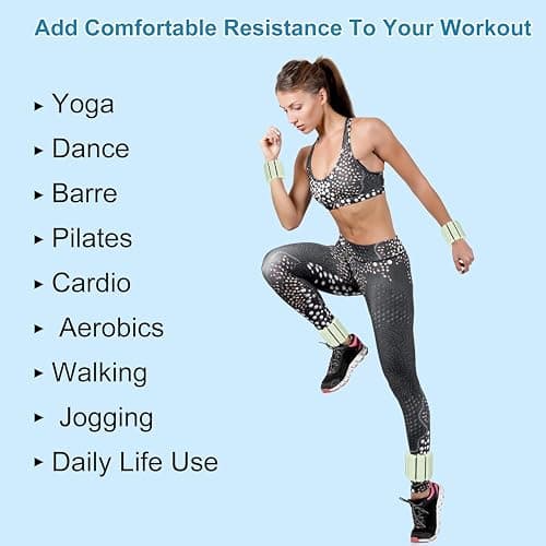Adjustable Wrist & Ankle Weights - Set of 2, Wearable Wrist & Ankle Weights Bracelet for Yoga, Dance, Barre, Pilates, Cardio, Aerobics, Walking thumbnail 4