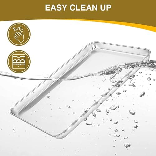 Wildone Baking Sheet with Rack Set (3 Pans + 3 Racks), Stainless Steel Baking Pan Cookie Sheet with Cooling Rack, Non Toxic & Heavy Duty & Easy Clean thumbnail 7