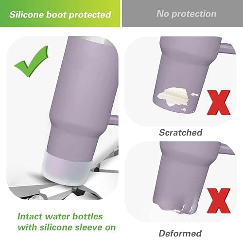 AIERSA 3Pcs Silicone Boot Sleeve for Stanley Quencher 40oz 30oz Tumbler with Handle,for IceFlow 20oz 30oz,Protective Water Bottle Bottom Bumper Cover for Stanley Cup Accessories,Clear,Wisteria,Pink thumbnail 7