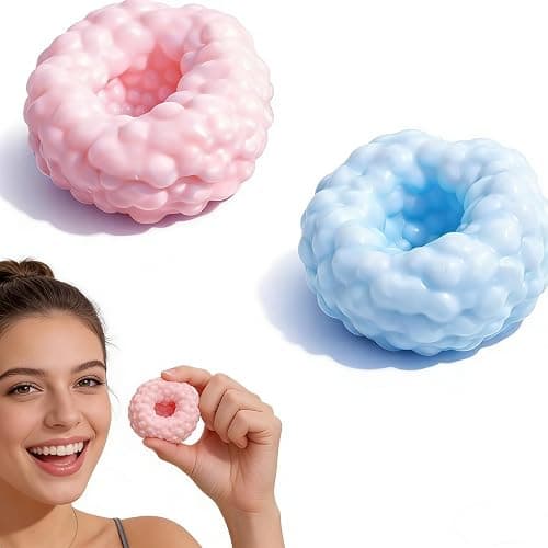 2-Pack Crunchy Squishy Stress Ball, Slow-Rebound Sensory Squeeze Balls, Relieve Anxiety, Improve Focus, Satisfying Desktop Stress Relief Toys (Pink and Blue) - Image 1