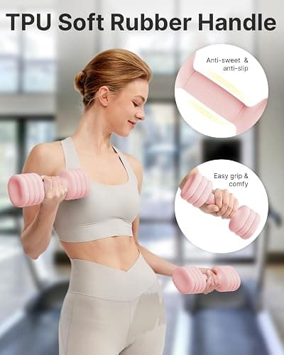 YOTTOY Adjustable Dumbbell Set of 2, 4-in-1 Hand Weights for Women at Home, Compact Free Weights Dumbbells Set with Soft Grip and Base, 2-5 lbs Each for Home Gym thumbnail 5