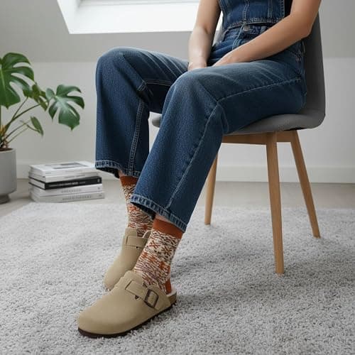 CUSHIONAIRE Women's Hana Cork footbed clog with Genuine Leather upper, Faux Fur lining, and +Comfort thumbnail 7