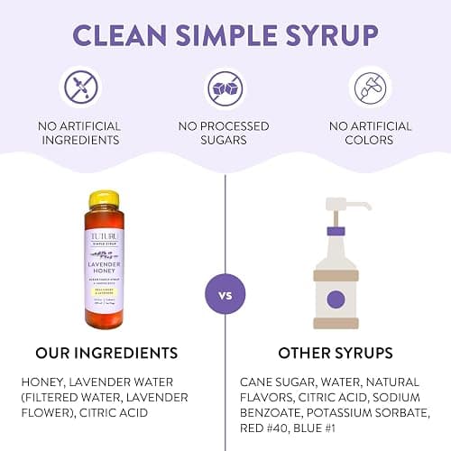 Lavender Honey Simple Syrup for Coffee, Cocktails, Tea, Matcha - Clean Simple Syrup with Real Lavender & Honey - 13.5 oz thumbnail 6