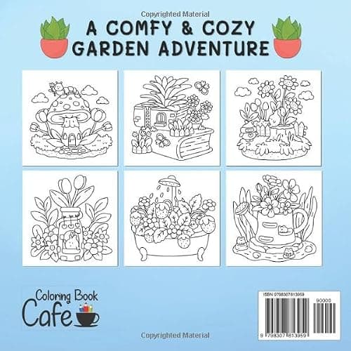 Tiny Gardens: Cute & Comfy Coloring Book for Adults and Teens Featuring Adorable Garden Scenes thumbnail 2