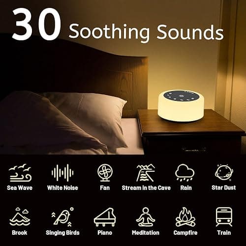 Soother Sleep Sound Machine Night Light White Noise Machine with 30 Soothing Sounds & 12 Color Night Lights for Baby Kids Adults Brown Noise Machine with Timer & Continuous Play for Home Travel Office thumbnail 2