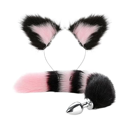 40cm Fox Tail Anal Plug Sexy Plush Cat Ears Headbands Butt Plug Tail Cosplay Sex Toys For Women Anal (Color : F) - F thumbnail 2