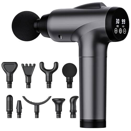 OLsky Massage Gun Deep Tissue, Handheld Electric Muscle Massager, High Intensity Percussion Massage Device for Pain Relief with 9 Attachments & 30 Speed(Grey) - Image 1
