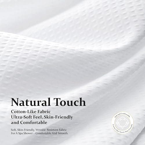 Dynamene Waffle Shower Curtain 256 GSM Heavy Duty Fabric 72"x72" White | Thick Textured Cloth, Weighted Hem, Water Repellent Washable, Hotel Luxury Polyester Shower Curtain Set for Bathroom 12 Hooks thumbnail 8