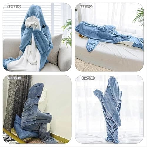 Shark Blanket Hoodie Onesie for Women & Men - Soft Cozy Shark Sleeping Bag - Onesie Costume for Halloween & Xmas thumbnail 7