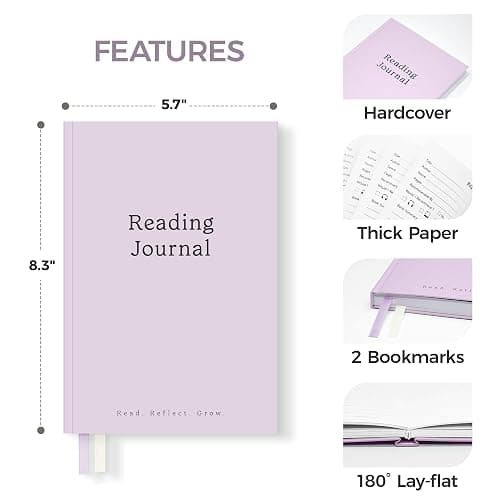 Verveorig Book Reading Journal with 60 Reviews, Reading Accessories & Bookish Gifts for Books Lovers & Readers Women, Hardcover Book Tracker Reading Log Journal, 5.7" x 8.3", Purple thumbnail 3