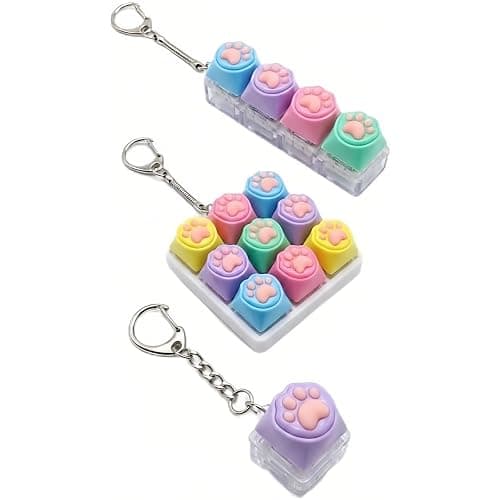 yuyingji Keyboard Fidget Keychain Set - Creamy Mini Keycap Clicker with Mechanical Feel, Sensory Stress Relief for Adults & Teens, Office Desk Gift Set - Image 1