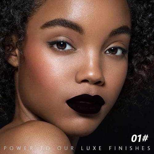 HHLTOH Black Cream Matte Lipstick Stick for Women - Smooth Crayon Lips & Face Paint Stick, Natural Pigmented Black Lip Color for Halloween Birthday Party Makeup, Lápiz labial mate en crema negra, 01 thumbnail 2