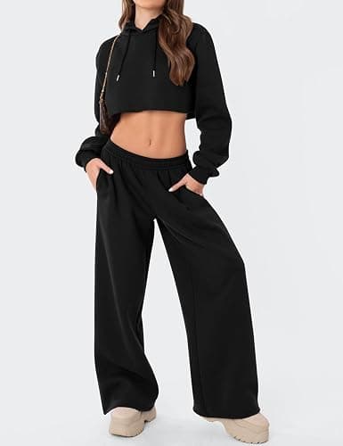 LOMON Wide Leg Sweatpants Women Fleece Sweat Pants Fall Spring Clothes 2026 Teen Girl Baggy Jogger Sweatpant with Pockets thumbnail 4