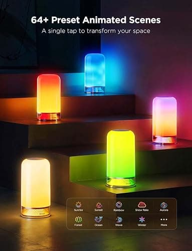 Govee RGBIC Smart Table Lamp 2, Touch Bedside Small Table Lamp Compatible with SmartThings, Matter, Alexa, Desk Lamp with 64 Scene Modes, Nightstand Lamp for Bedroom Living Room Night Light(Corded) thumbnail 3