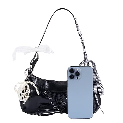 MJFSGYO Cute Y2k Purse for kids , Star Embroidery Pattern with Chain Strap Shoulder Bag, Goth Style Cute Mini Purse thumbnail 3