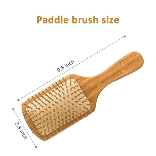 Paddle brush, hair brush, Made of pure natural bamboo, no paint coating, massage the scalp while combing hair to promote blood circulation, prevent static electricity (1pcs) thumbnail 6