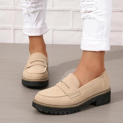 Womens Loafers Shoes Platform Chunky Penny Loafer Lug Sole Comfortable Slip On Work Office Business Casual Dress Shoes, US Size 5-11.5 thumbnail 6