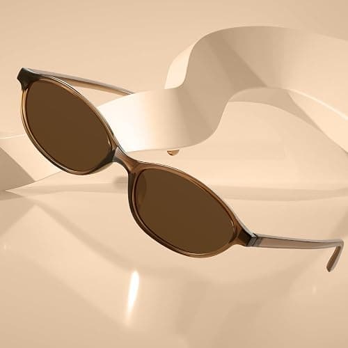 KUGUAOK Retro Oval Sunglasses for Women 90s Design Small Cat Eye Sun Glasses UV Protection Y2k Trendy Narrow Shades thumbnail 4