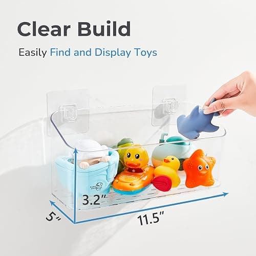 CQUNM Bath Toy Storage Holder for Bathtub, Clear Bath Toy Organizer Large Capacity Bathtub Toy Storage Shower Caddy for Bathroom (2 Large) thumbnail 3