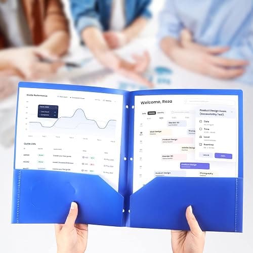 Tamaki Plastic File Folders with Pockets, 3 Hole, Multicolor, 8 Pack | Durable Heavy Duty Colored Folders for School for School Office thumbnail 7