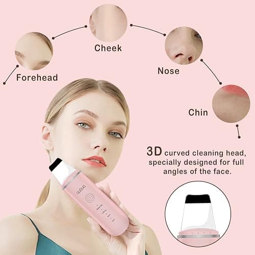 GUGUG Skin Scrubber Face Spatula Skin Spatula Pore Cleaner Blackhead Remover Tools for Facial Deep Cleansing-4 Modes, Pink thumbnail 3