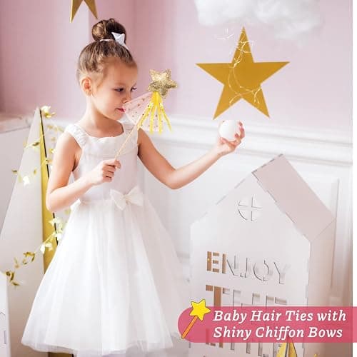 Skylety 8 Pcs Fairy Wands Star Glitter Princess Wands for Girls Kids Princess Party Favors Angel Sticks with Ribbon Costume Props for Birthday Wedding Cosplay thumbnail 4