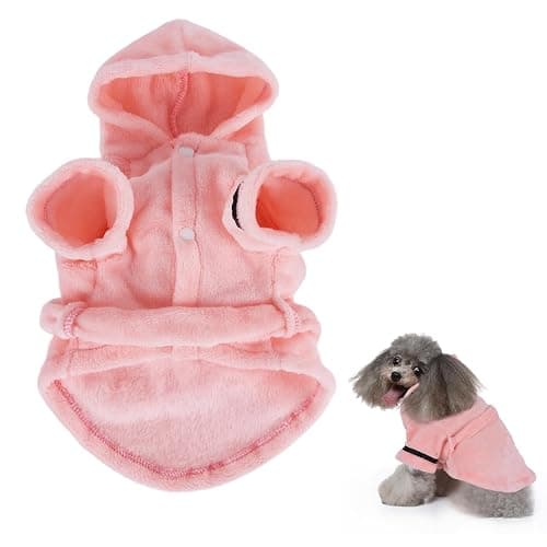 Bathrobe for Teacup Dogs, Dog Bath Robe, Dog Towel Robe, Hooded Dogs Bathrobe Towel Quick Drying and Super Absorbent Bath Towel with Belt(Pink) - Image 1