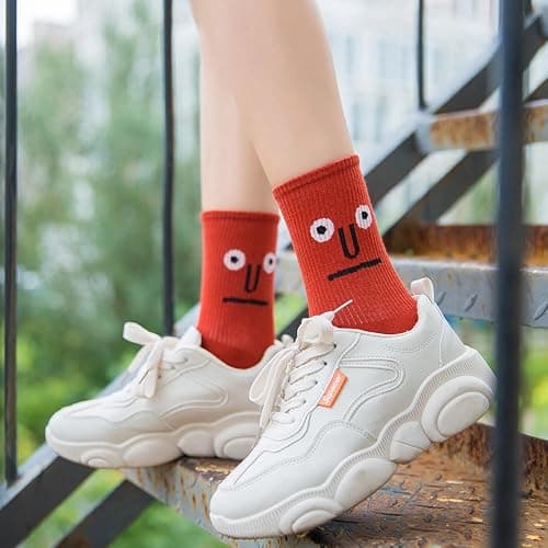Meloday 10 PACK Crazy Funny Emotion Crew Socks Soft Cotton - 10 different fun designs and color per pack thumbnail 5
