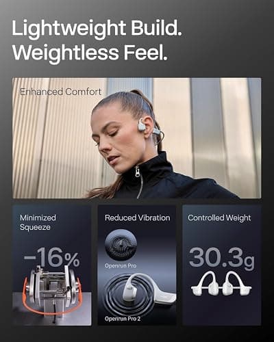 SHOKZ New OpenRun Pro 2 - Open-Ear, Bone Conduction Sport Headphones - with Reflective Strip - Sweat Resistant, Workout Headphones - Secure, Wireless, Comfortable Fit-Deep Bass and Smart Mic App - Standard - Silver thumbnail 5