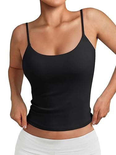 Trendy Queen Womens Summer Tank Tops Double Lined Going Out Teen Girls Y2k Sleeveless Backless 2025 Workout Cami Adjustable - Black - Small