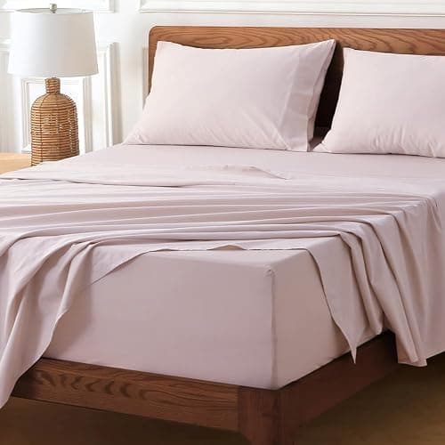 HYPREST Extra Deep Pocket Queen Sheet Sets Fits 18"-24" in Deep Mattress -100% Cotton Queen Sheet Set,Pink Hotel Luxury Soft Wrinkle Free Cooling Sheet Sets for Queen Bed Deep Pocket thumbnail 5