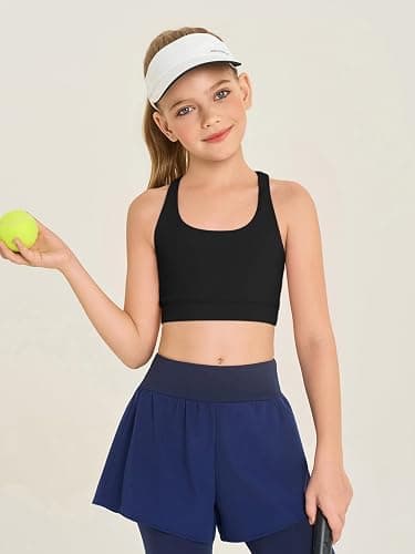Haloumoning Girls Training Bra Kids Strappy Scoop Neck Bras Yoga Sports Comfort Dance Crop Top 5-14 Years thumbnail 2
