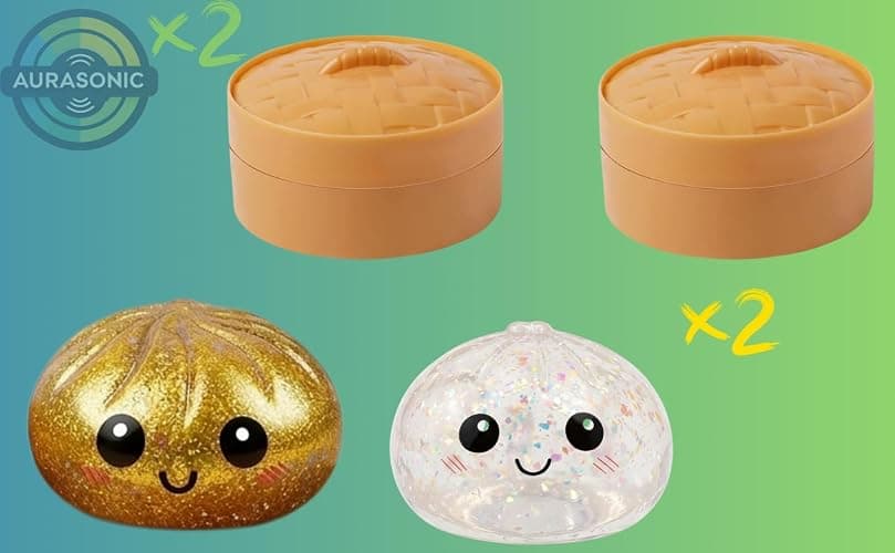 Glitter Dumpling Squishy Mystery Box - Smile White and Gold 2026 Upgraded Dumplings Squishes for Adults Teens Squeeze Easter Basket Stuffers & Stocking Stuff - 2 Pcs thumbnail 4