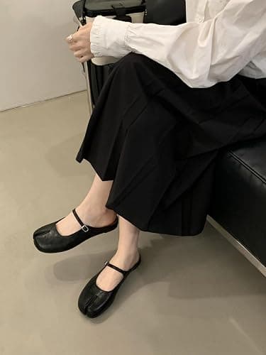 LokoLucx Tabi Shoes Mary Jane Mules Flats for Women Split Toe Strips Slip-On Slides Convenient Breathable Comfortable Casual Round Toe Retro Slippers Spring Summer Fall Back to School thumbnail 6