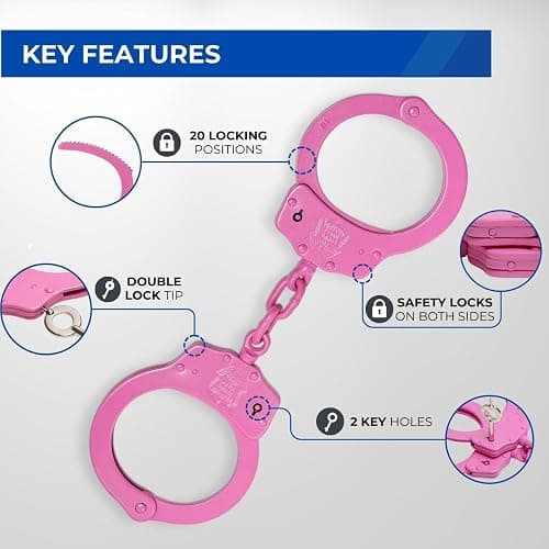 Police Magnum Heavy Duty Steel Handcuffs-Professional Grade Restraints- Double Safety Locks-Security Guard-Law Enforcement Tactical Gear thumbnail 2