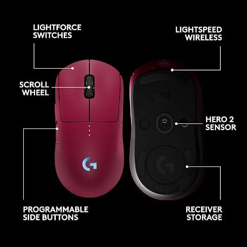Logitech G PRO 2 Lightspeed Wireless Gaming Mouse, Right- or Left-Handed Mouse with up to 4 Customizable and Switchable Magnetic Side Buttons, 44K DPI Sensor, USB-C Charging, for PC/Mac - Magenta thumbnail 6