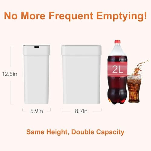 LYNLOO 9L/2.4Gal Touchless Bathroom Trash Can, 0.2s Motion Sensor Auto-Close, IPX5 Waterproof Slim Design for Kitchen/Office, Silent & Space-Saving thumbnail 8