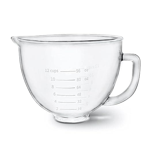 Glass Bowl Compatible With KITCHENAID Stand Mixer,5QT,With Red Lid Compatible with Artisan 5KSM125, 5KSM150, 5KSM175, 5KSM7580, KSM150, RRK150 and More Models for Simple Attachment thumbnail 5