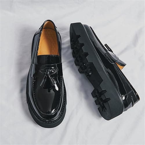 didopery Men's Patent Leather Slip-On Tassel Dress Platform Loafers Casual Non-Slip Penny Formal Shoes Business Party Wedding Prom Moccasins Boat Shoes thumbnail 6
