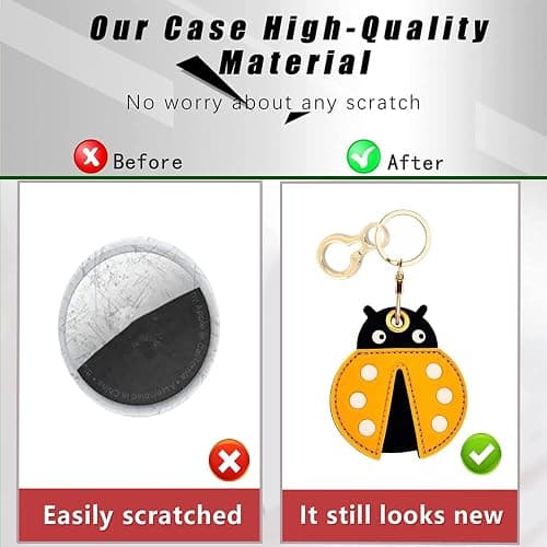 Leather Keychain Holder Case Compatible with AirTag,Cute air tag Cover with Keychain Ring,GPS Tracker Case for Keys thumbnail 4