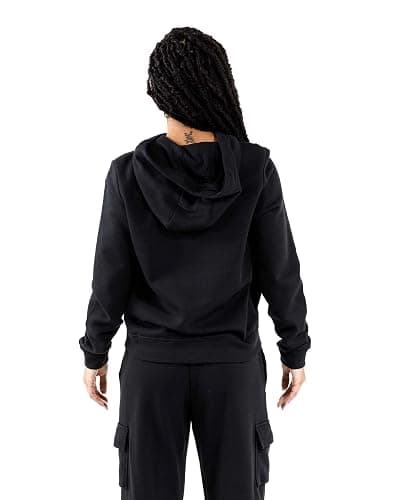 Nike Women's NSW Fleece Hoodie Full Zip Varsity, Black/Black/White, Large thumbnail 2